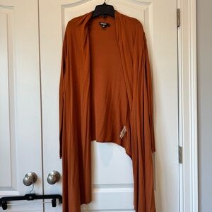 M/L DKNY Open-Front Long Cardigan in Rust
